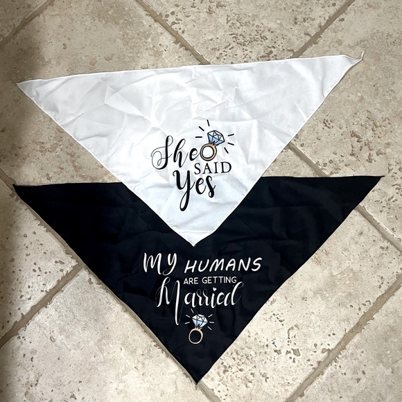 My Humans Are Getting Married and She Said Yes pet bandanas 2 count - Picture 1 of 3